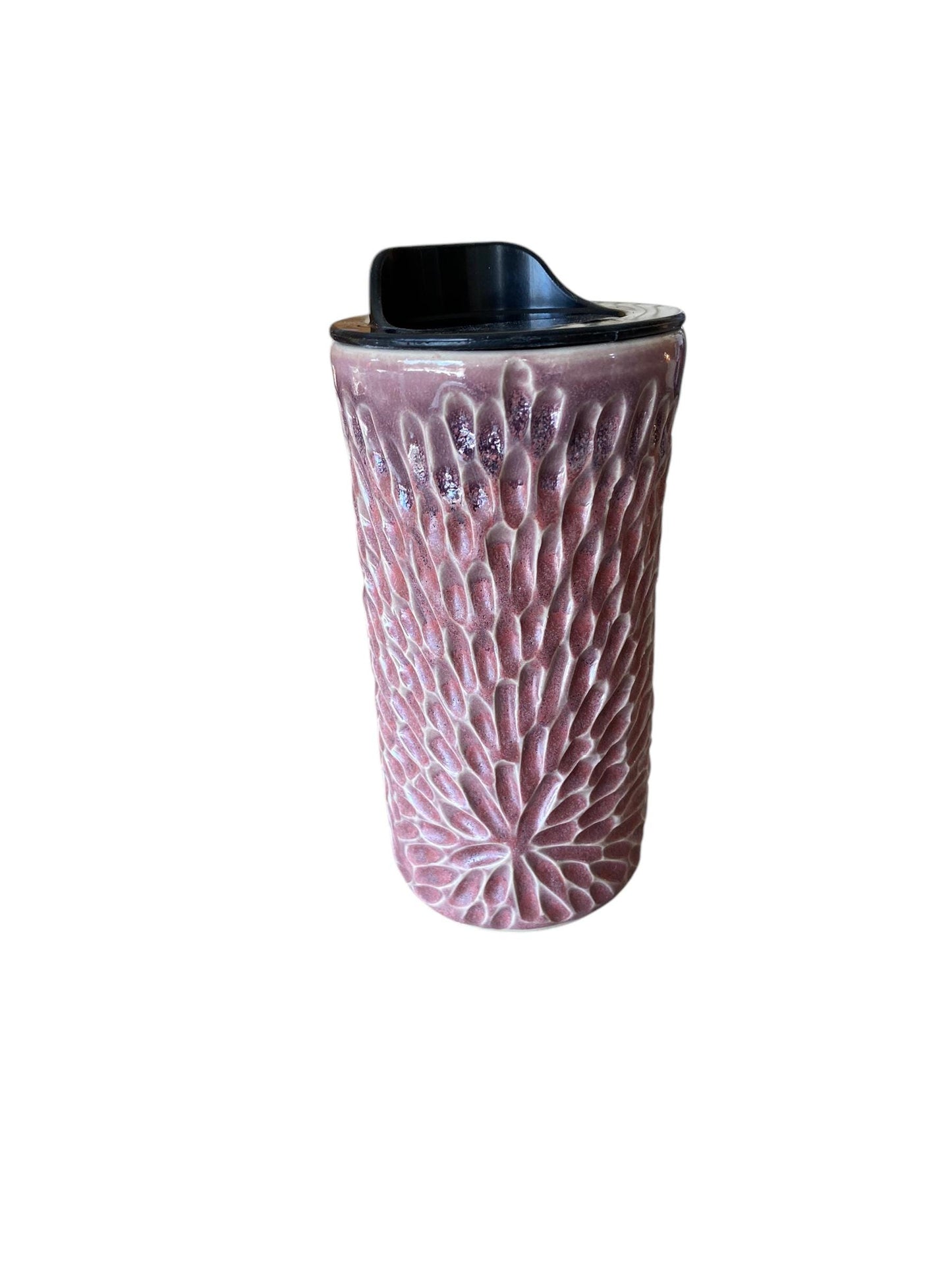 Handmade Hand Carved Merlot Travel Mug - Porcelain - Travel Coffee Cup - Travel Mug - Pottery Mug - Coffee Mug