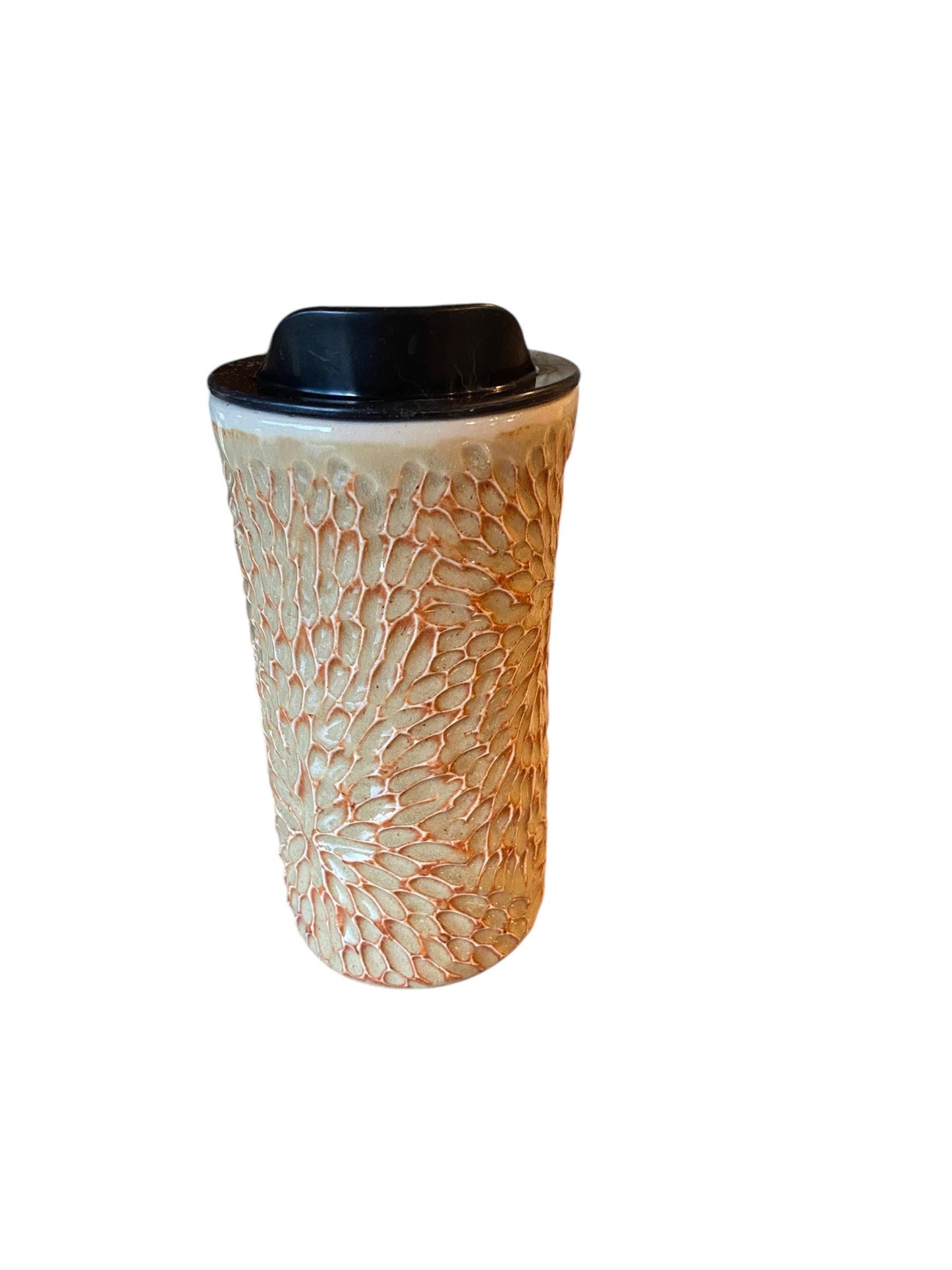 Handmade Antique Cream Travel Mug - Porcelain -  To Go Cup -  Travel Mug - Pottery Mug -  Mug