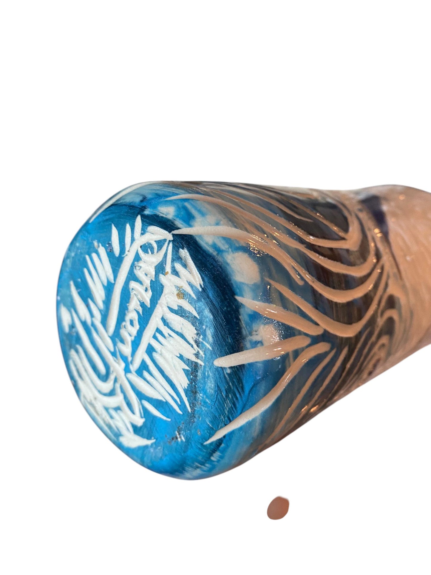 Hand Painted Dolphin Travel Mug: Sgraffito Ceramic Coffee Cup