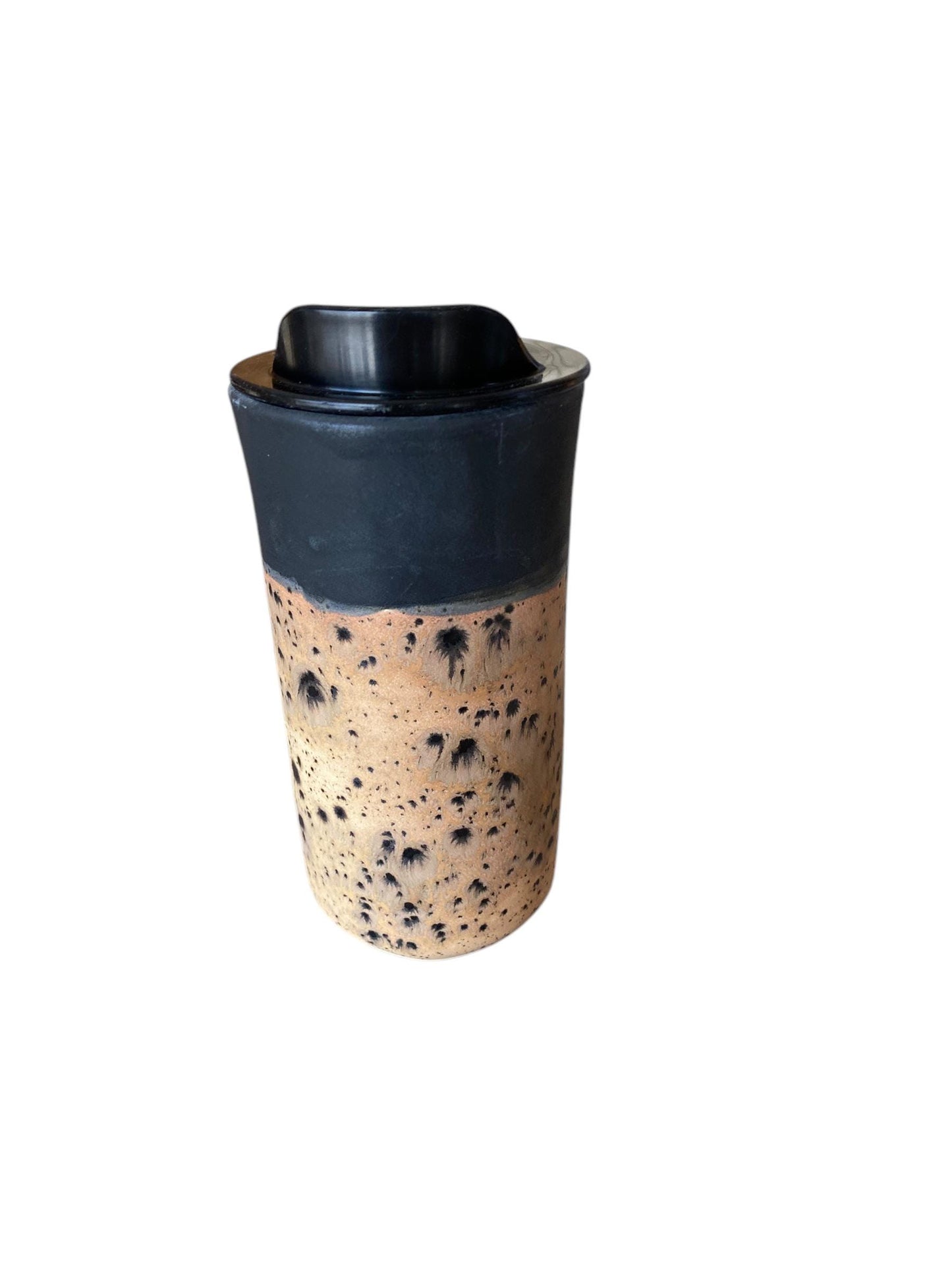 Handmade Matte Black and Spotted Rust Travel Mug - Porcelain - Travel Coffee Cup - Travel Mug - Pottery Mug - Coffee Mug