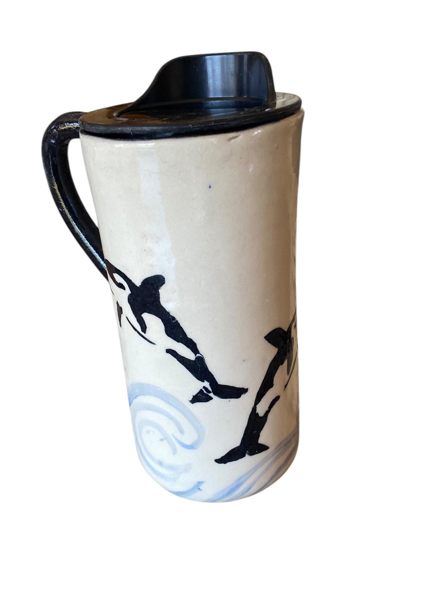 Handmade 16 Ounce Orca Whale Themed Travel Mug - Porcelain - Travel Coffee Cup - Travel Mug - Pottery Mug - Coffee Mug