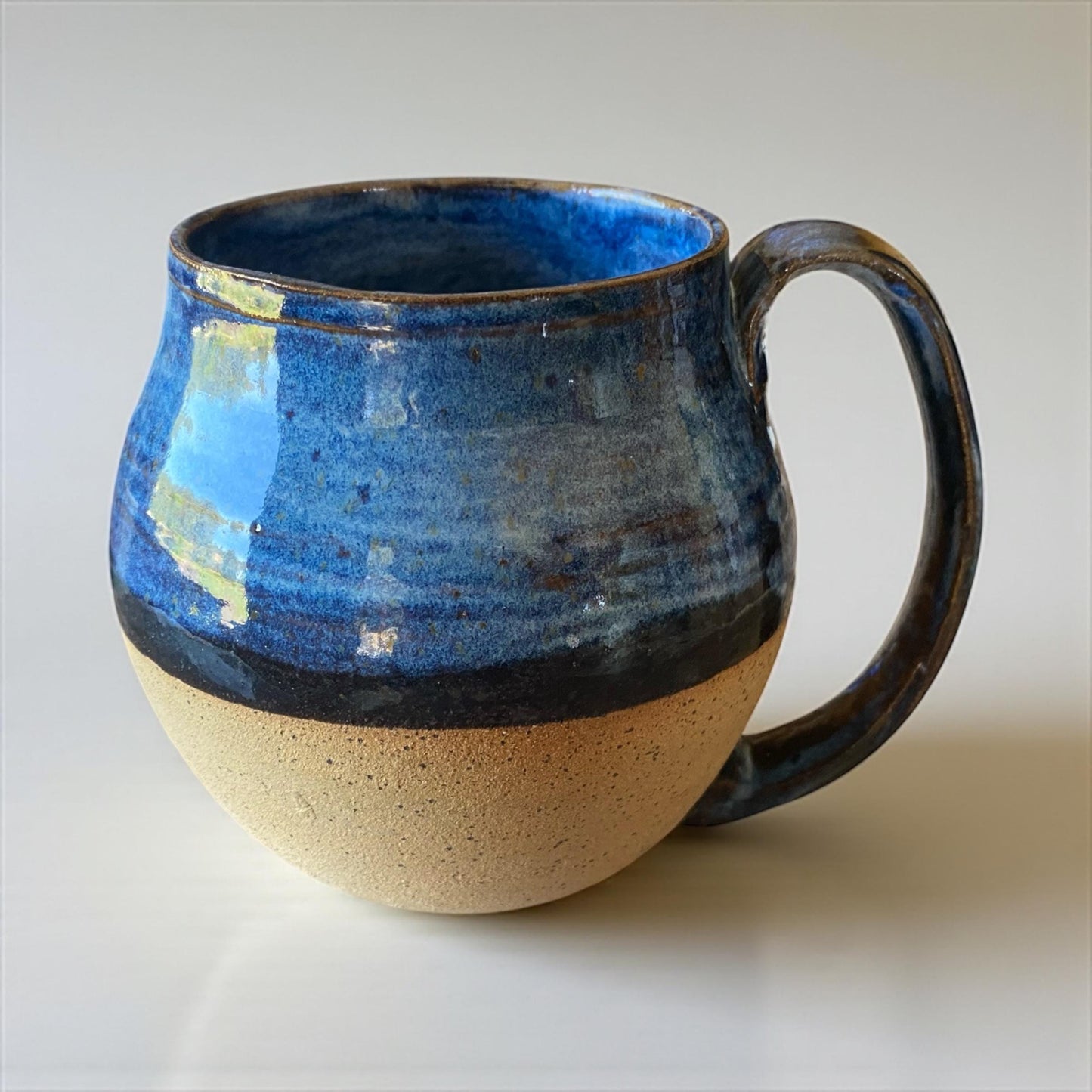 Blue Speckled Stoneware Mug: 18 oz Handmade Ceramic Coffee Cup