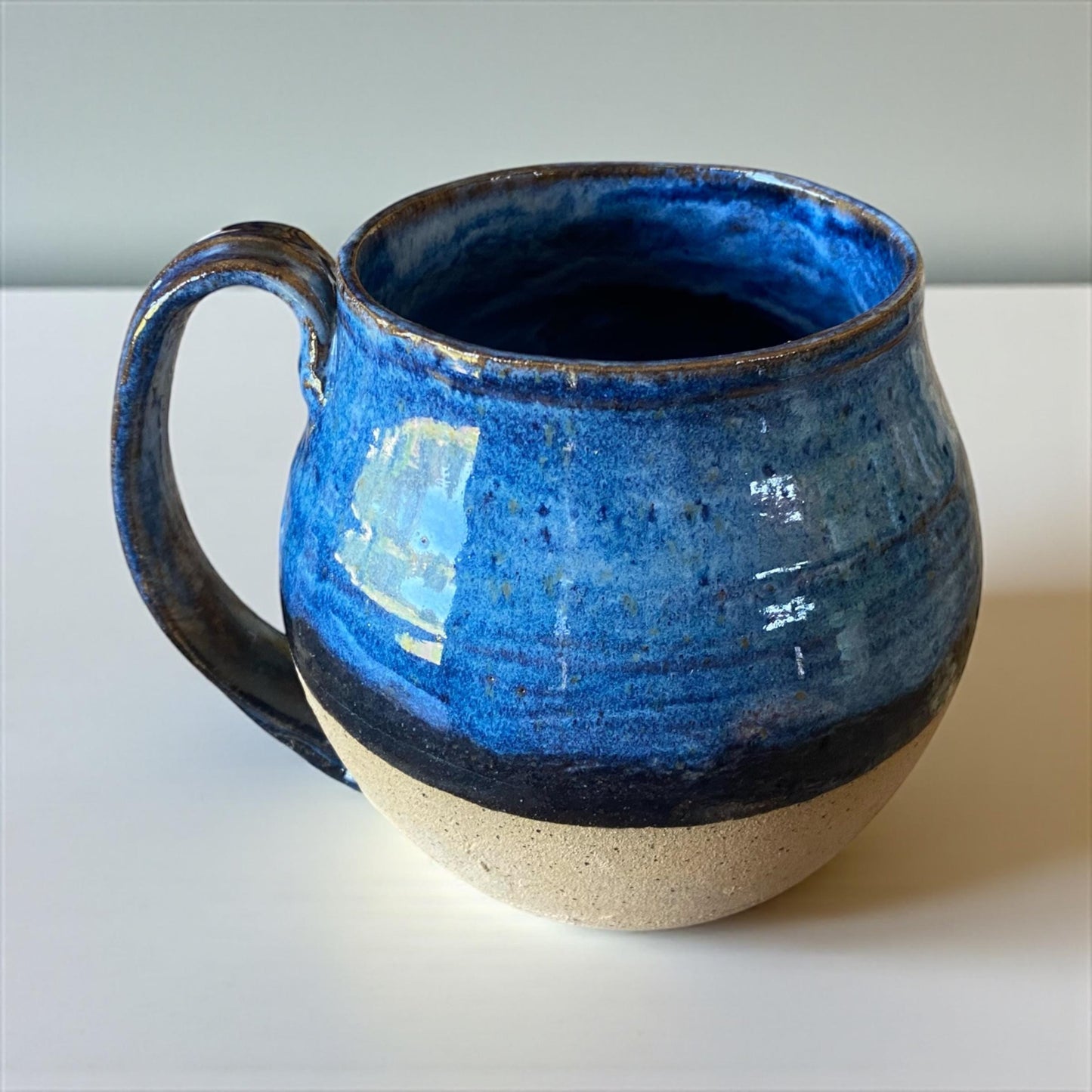 Blue Speckled Stoneware Mug: 18 oz Handmade Ceramic Coffee Cup