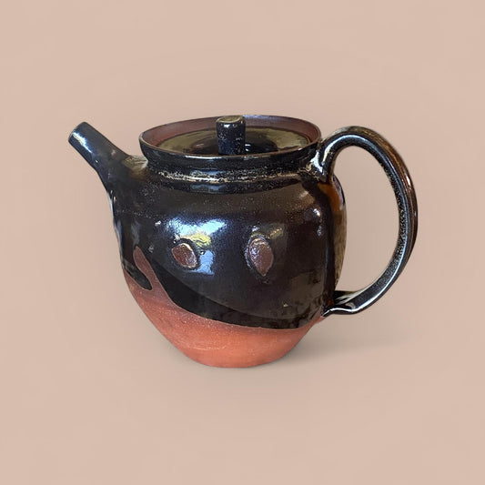 Handmade Stoneware Teapot: Glossy Gray Ceramic with Infuser - Asian-Inspired Contemporary Pottery