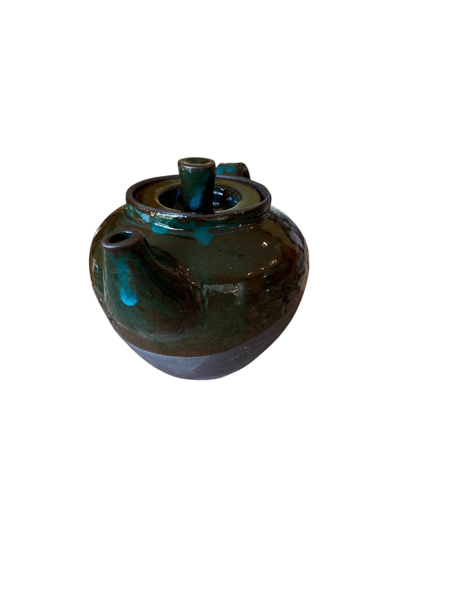 Handmade Turquoise Stoneware Teapot: Reactive Glaze, Pottery Teapot