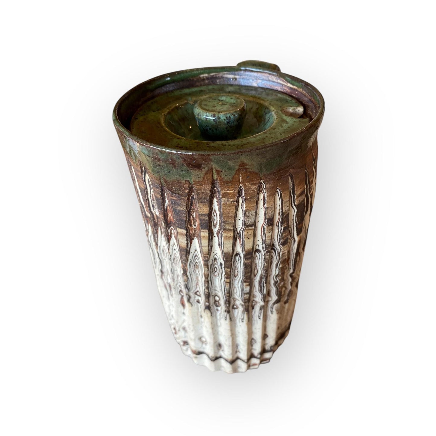 Handmade Marbled Stoneware Travel Mug: Locking Ceramic Lid, 16 oz