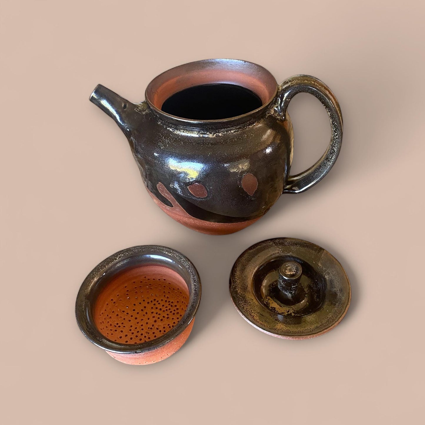 Handmade Stoneware Teapot: Glossy Gray Ceramic with Infuser - Asian-Inspired Contemporary Pottery