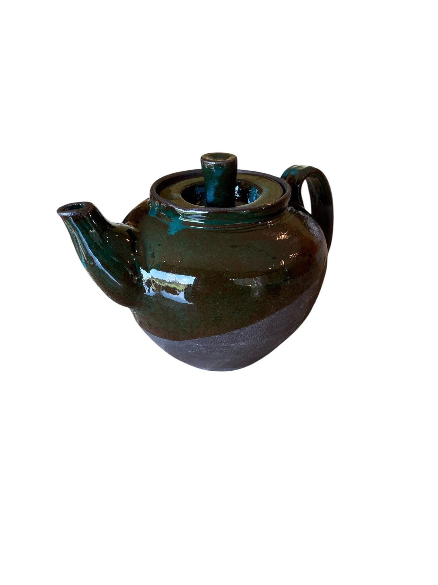 Handmade Turquoise Stoneware Teapot: Reactive Glaze, Pottery Teapot