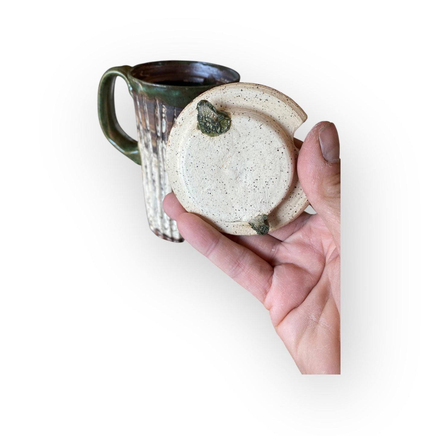 Handmade Marbled Stoneware Travel Mug: Locking Ceramic Lid, 16 oz