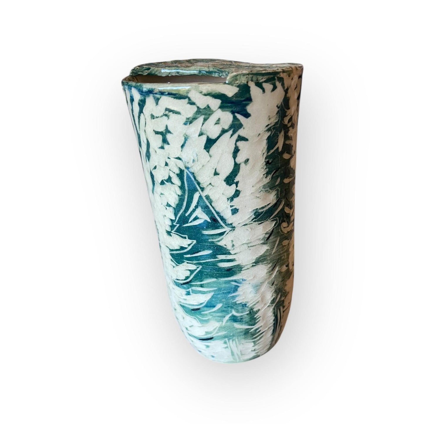 Plastic-Free Ceramic Travel Mug – 16 oz Handmade Stoneware Tumbler with Attached Lid | Sgraffito Bigfoot Design | Eco-Friendly Coffee Cup