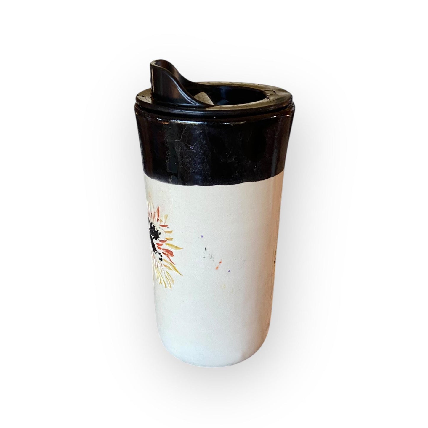 Handmade T-Rex Travel Mug – 16 oz Porcelain Stoneware Coffee Cup with Carved Design & Locking Lid | Artisan Ceramic Mug for Commuters
