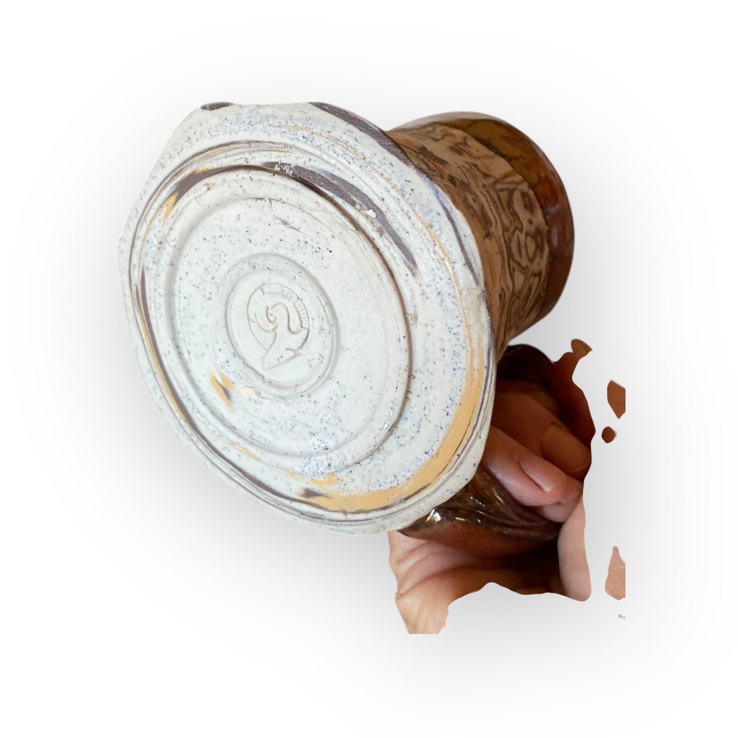 Handmade 12 oz Neriage Coffee Mug – Copper Satin Glaze Ceramic Tea Cup | Artisan Wheel-Thrown Stoneware Mug