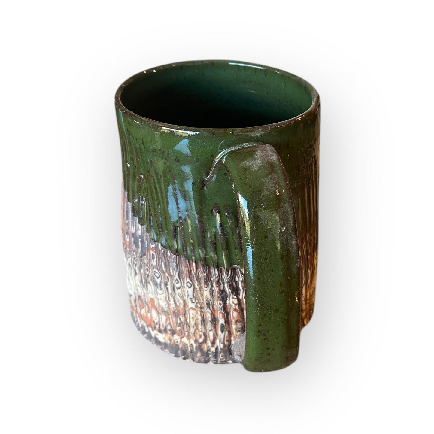 Handmade Agateware Coffee Mug Glazed in Soft Cinnamon Satin - 17-Ounce Pottery Tea Mug (B-47)