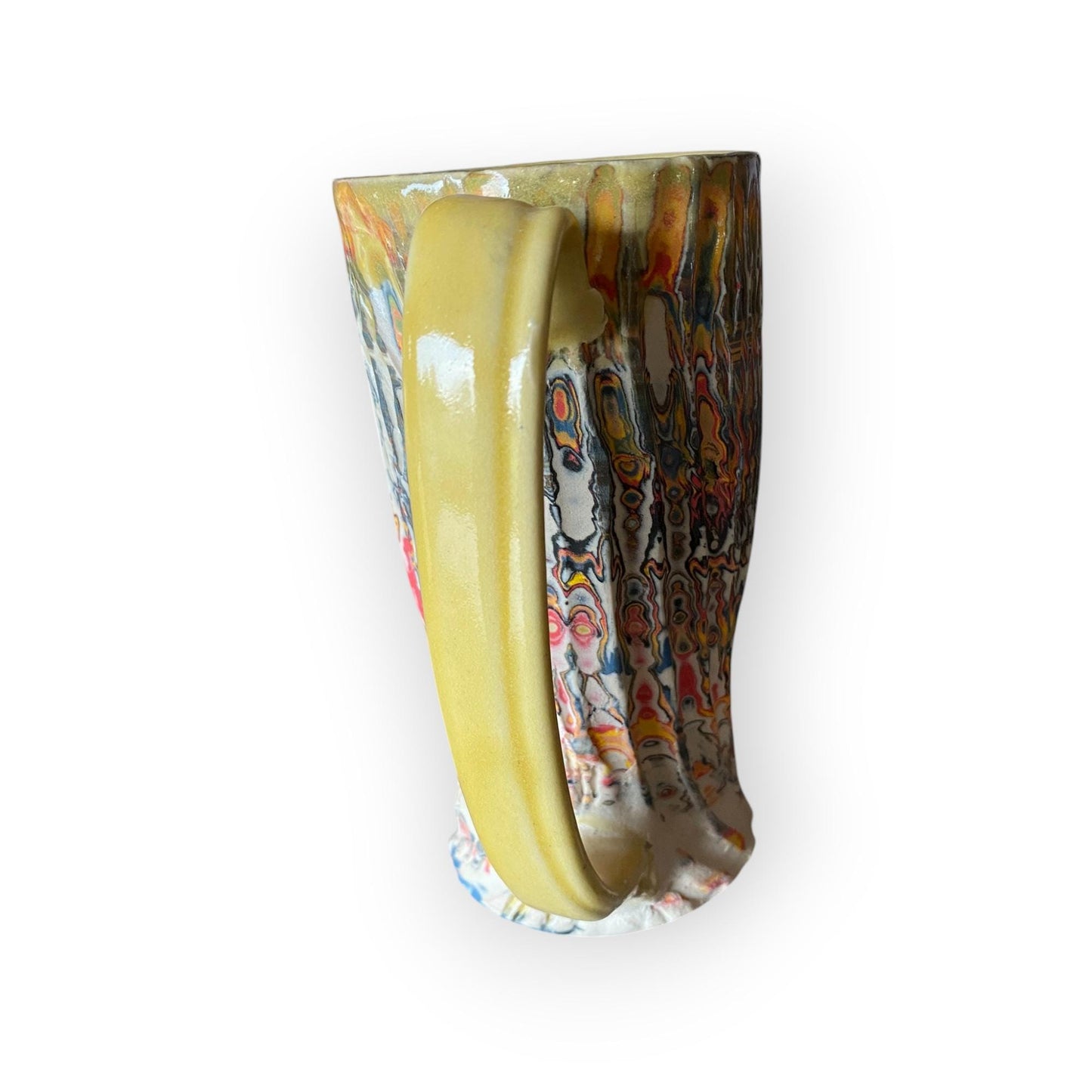 Artisanal Neriage 17 Ounce Porcelain Mug: Hand-Carved Clay Pottery for Tea and Coffee (C35)