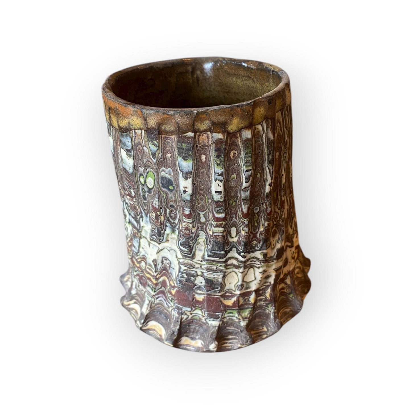 Handmade Hand-Carved Agateware Creamer - 8 Ounce Size (B-36)