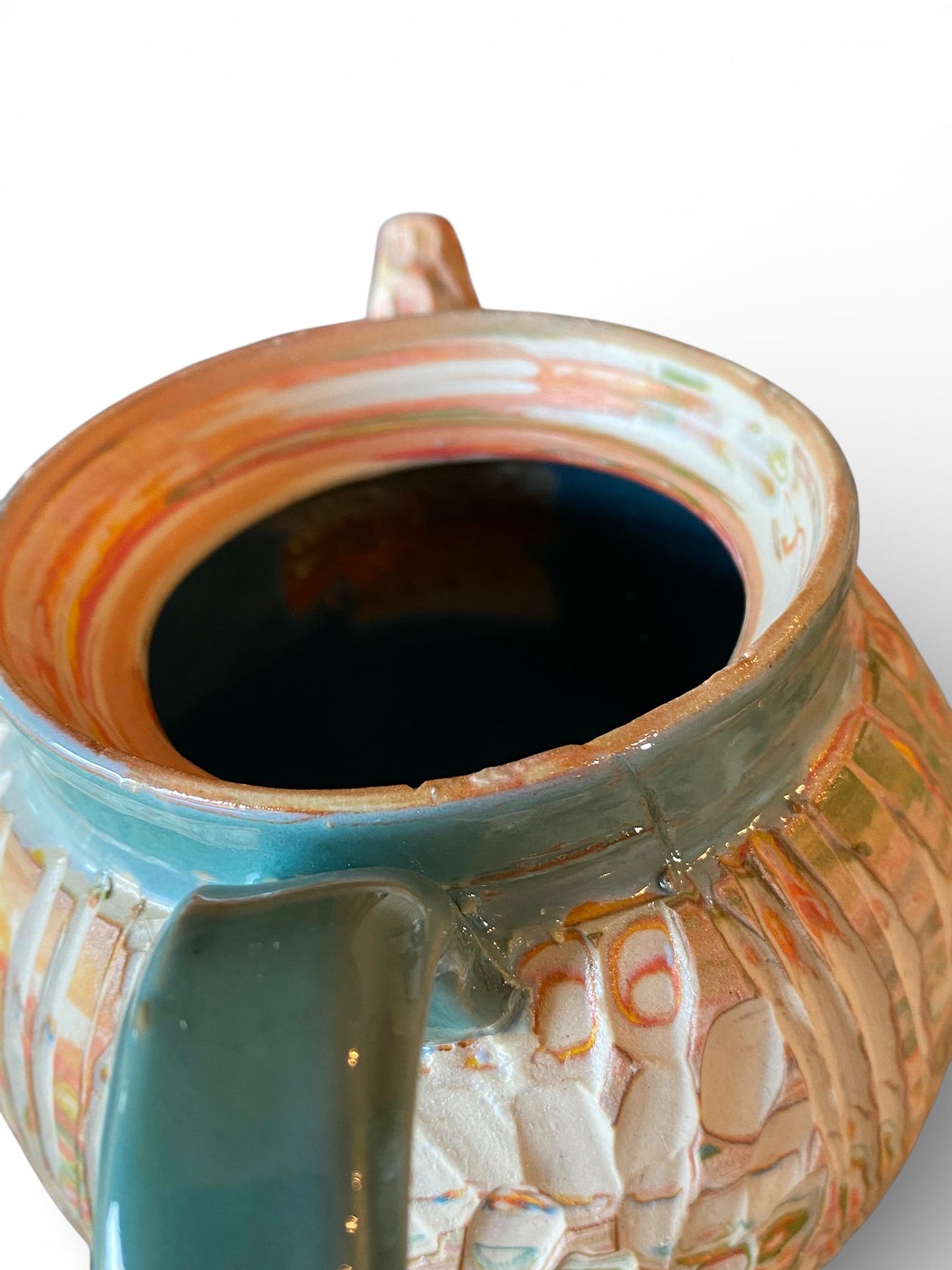 Unique 4-Color 16-Ounce Neriage Teapot with Built-In Infuser: Handcrafted Marbled Ceramic Pottery for Asian Tea Ceremonies
