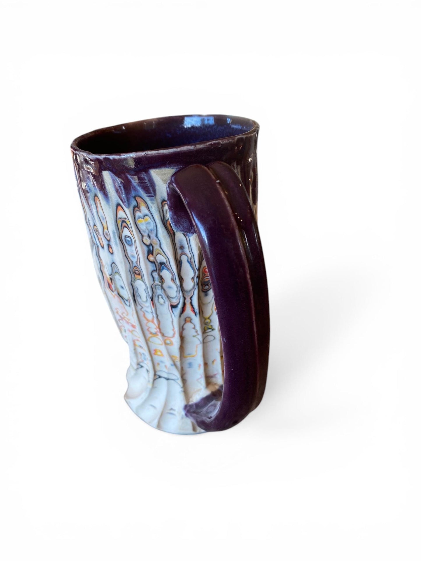 Artisanal Neriage 17 Ounce Porcelain Mug: Hand-Carved Clay Pottery for Tea and Coffee (C30)