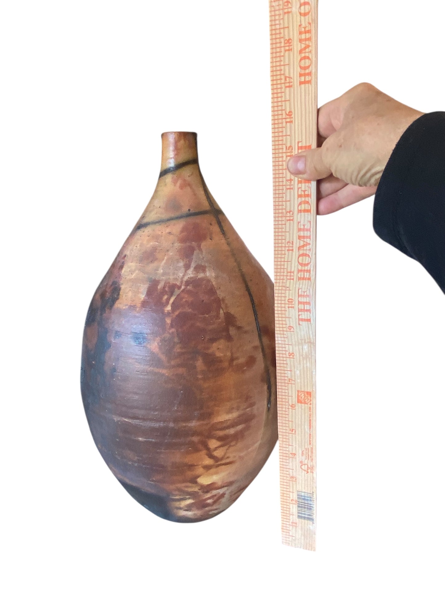 Medium Decorative Pit Fired Bottle - Handcrafted Pottery Bottle
