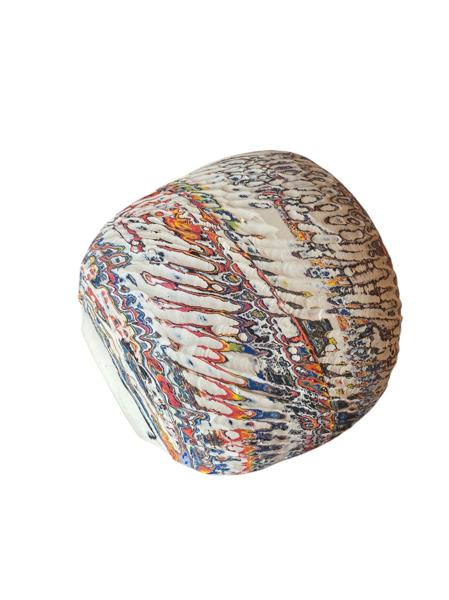 Large Hand Thrown Carved Neriage Vase Made from a Rainbow of Colors