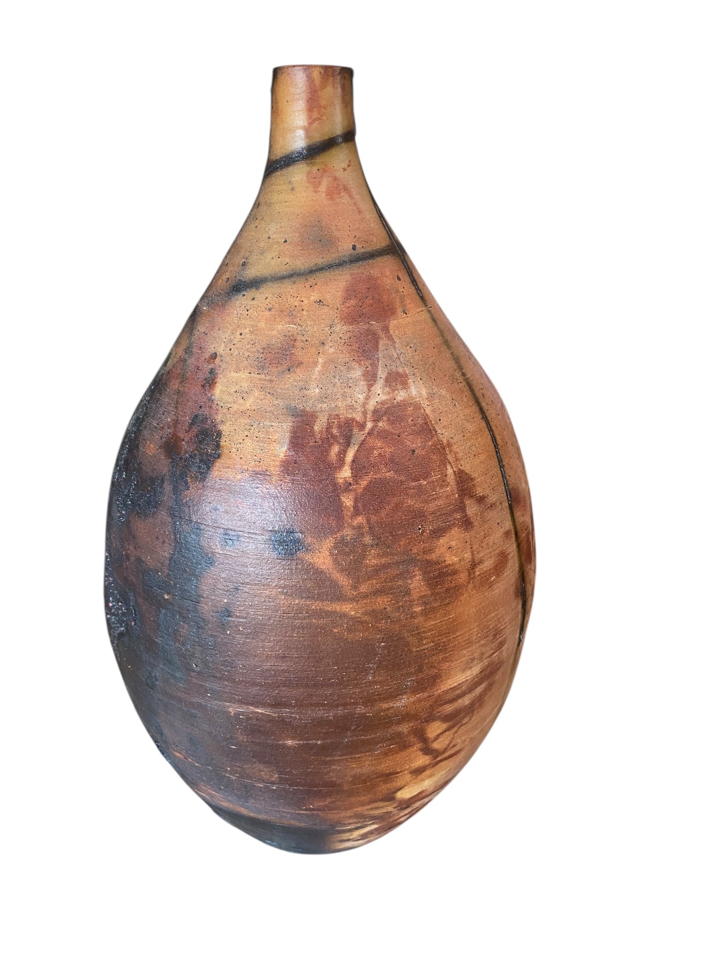 Medium Decorative Pit Fired Bottle - Handcrafted Pottery Bottle