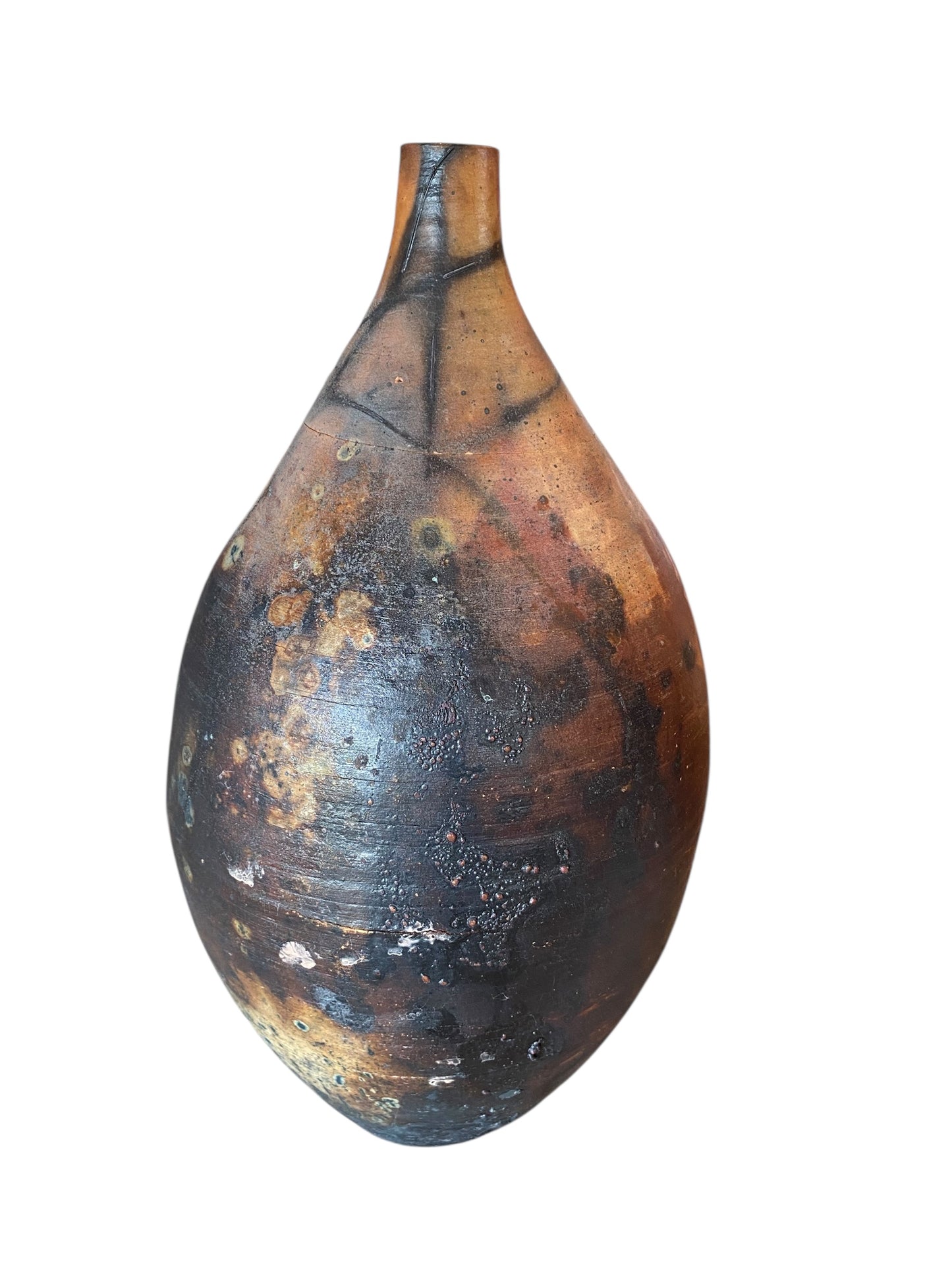 Medium Decorative Pit Fired Bottle - Handcrafted Pottery Bottle