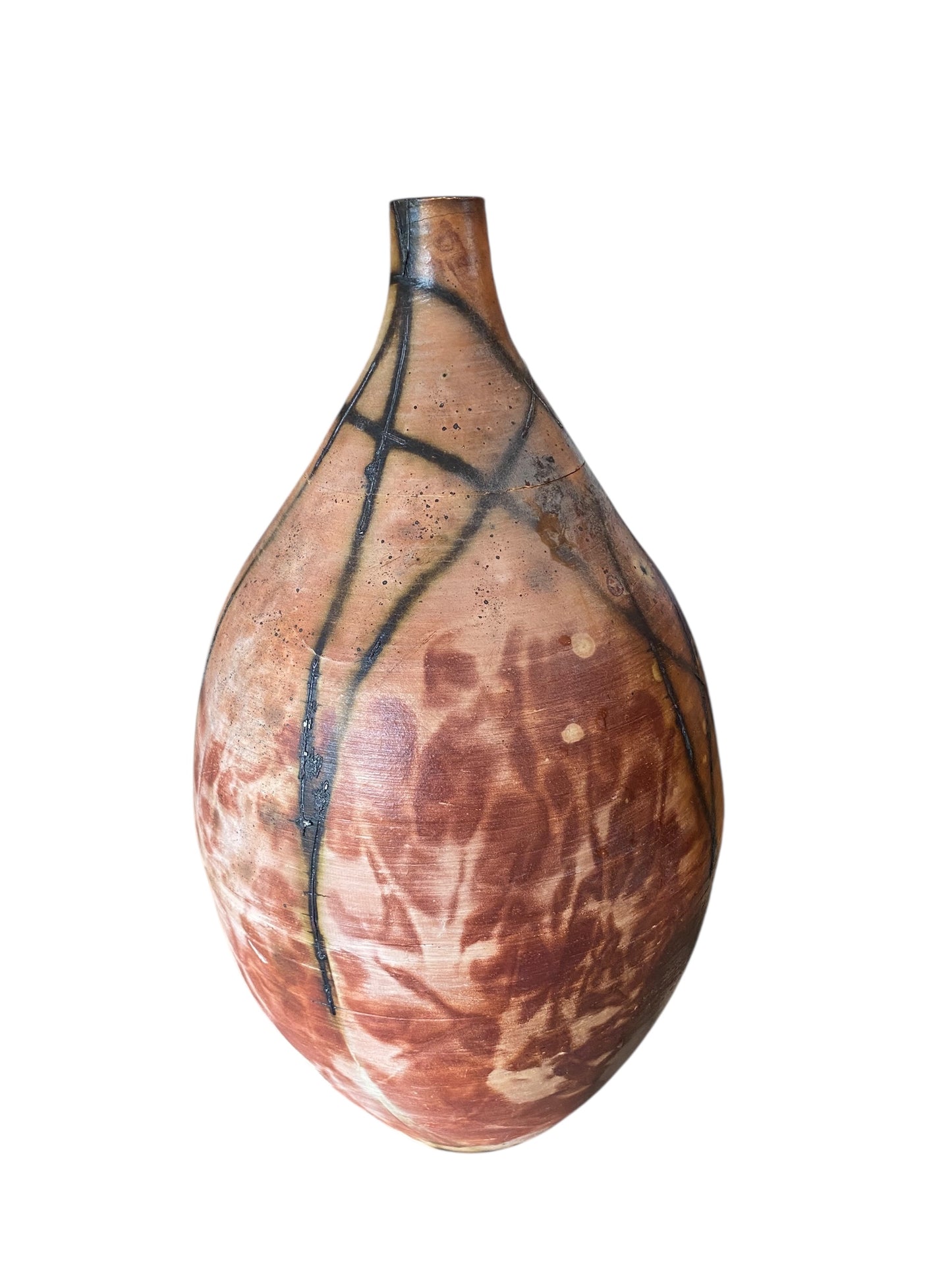 Medium Decorative Pit Fired Bottle - Handcrafted Pottery Bottle