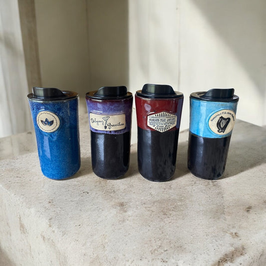 Custom Branded Handmade Stoneware Travel Mugs – 16 oz