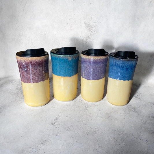 Handmade Stoneware Travel Mug Set – 16 oz