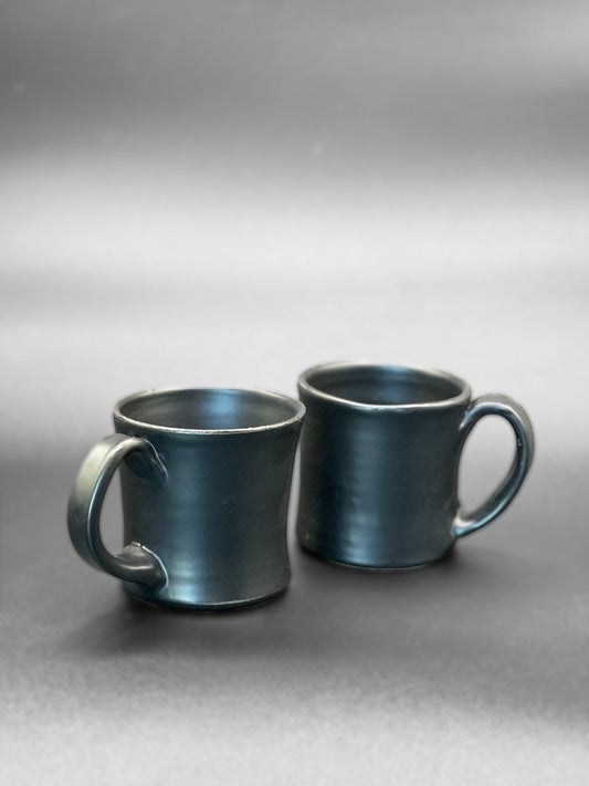 Set of  Matte Black Tea Cups  Pottery Tea Collector Tea Cup Tea Time Modern Tea Cup Contemporary Pottery