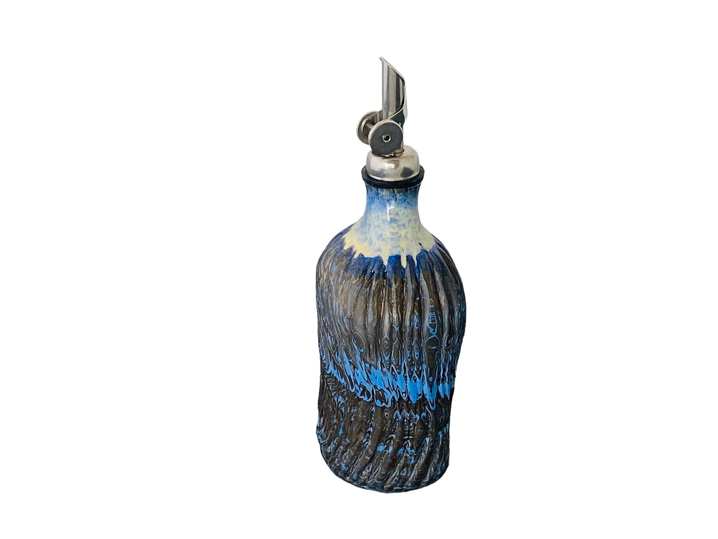 Carved Agateware Ceramic Bottle - Oil Dispenser - Ceramic Oil Bottle  - Oil Bottle - Christmas Gift
