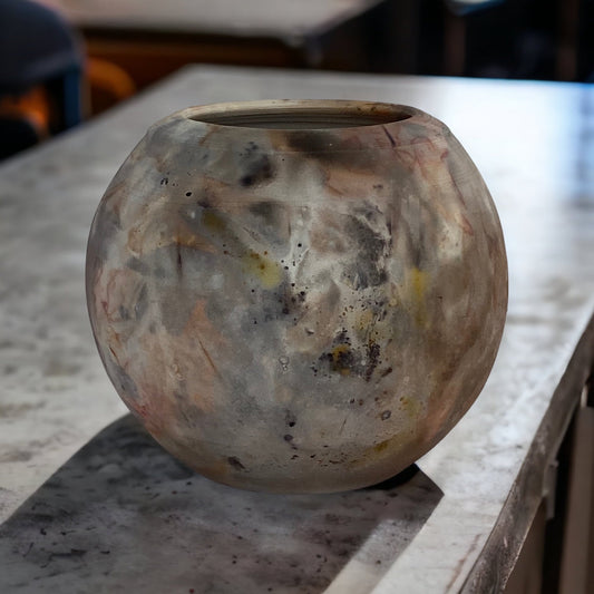 Large Hand Thrown Pit Fired Vase