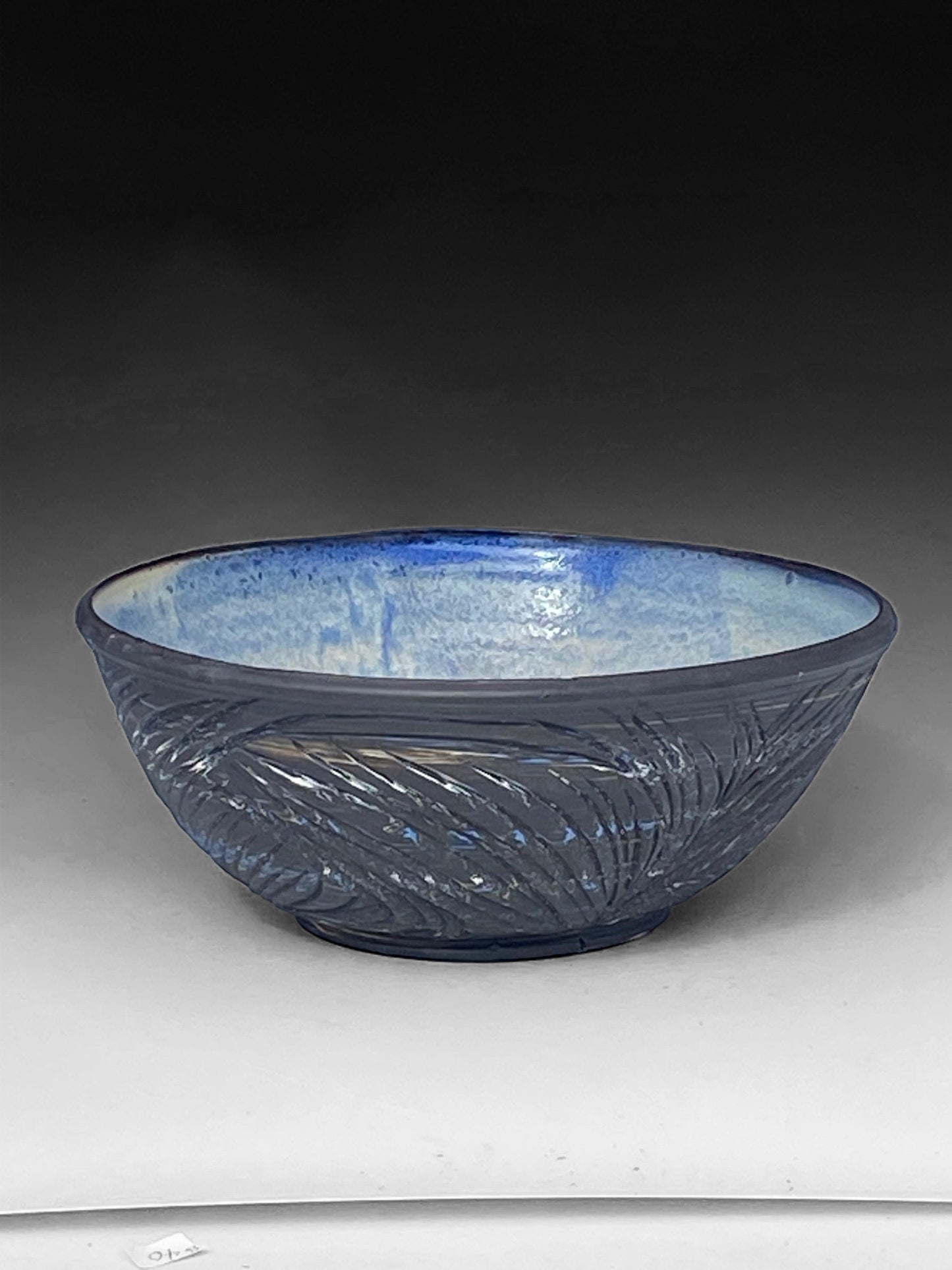 Deeply Fluted Agateware Serving Bowl - Nerikomi Carved Pottery