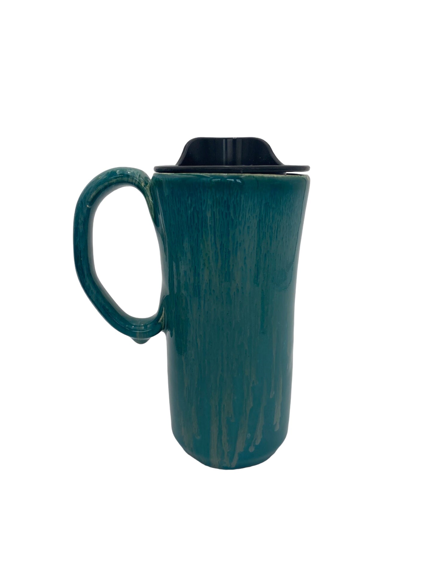 Handmade Waterfall Turquoise Travel Mug-  Chickens - Travel Mug - Pottery Mug -  Coffee Mug