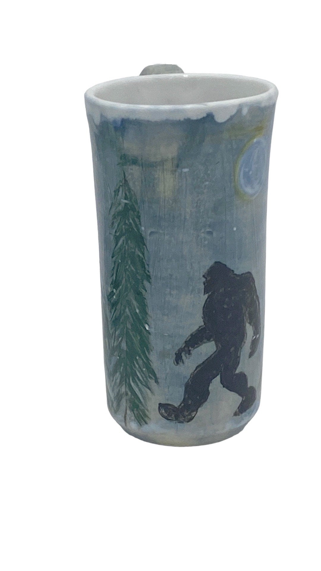 Handmade Hand-Painted Bigfoot Travel Mug- Pottery Mug -  Coffee Mug