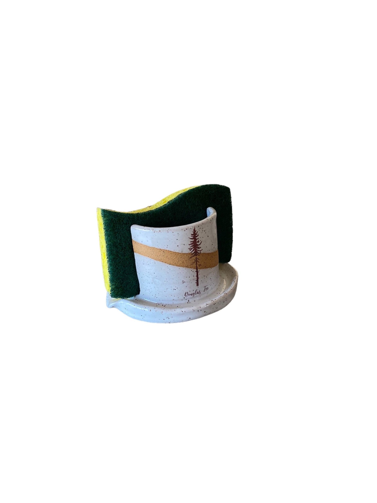 Handmade White Bronze Stoneware Kitchen Sponge Holder - Pottery Sponge Caddy - Sponge Cup - Sink Sponge Holder  - Sponge Dish