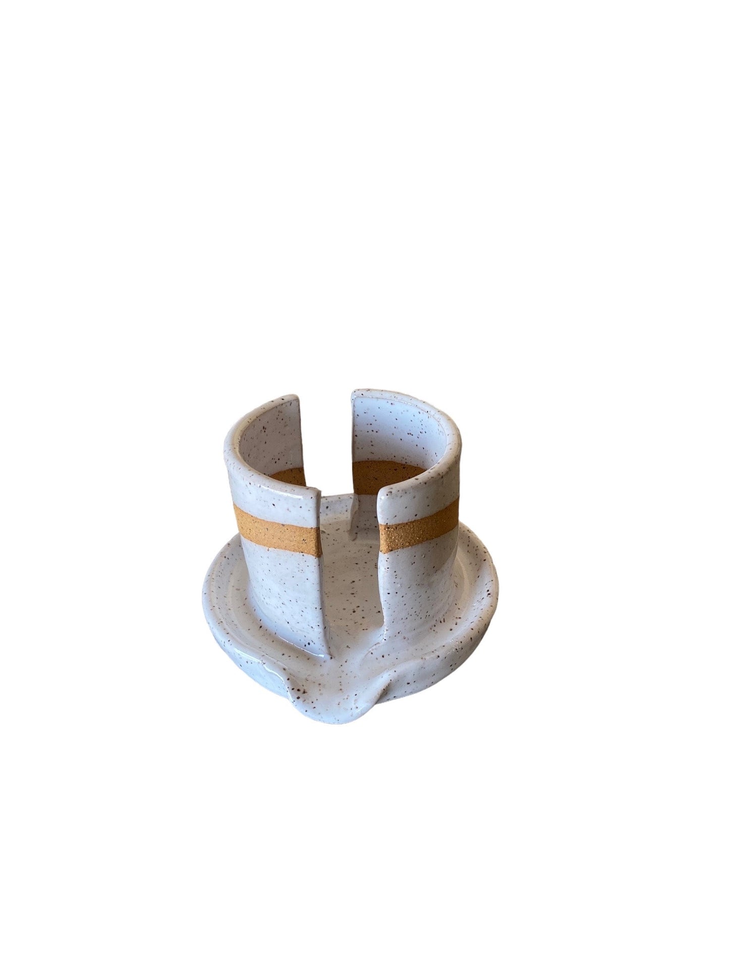 Handmade White Bronze Stoneware Kitchen Sponge Holder - Pottery Sponge Caddy - Sponge Cup - Sink Sponge Holder  - Sponge Dish