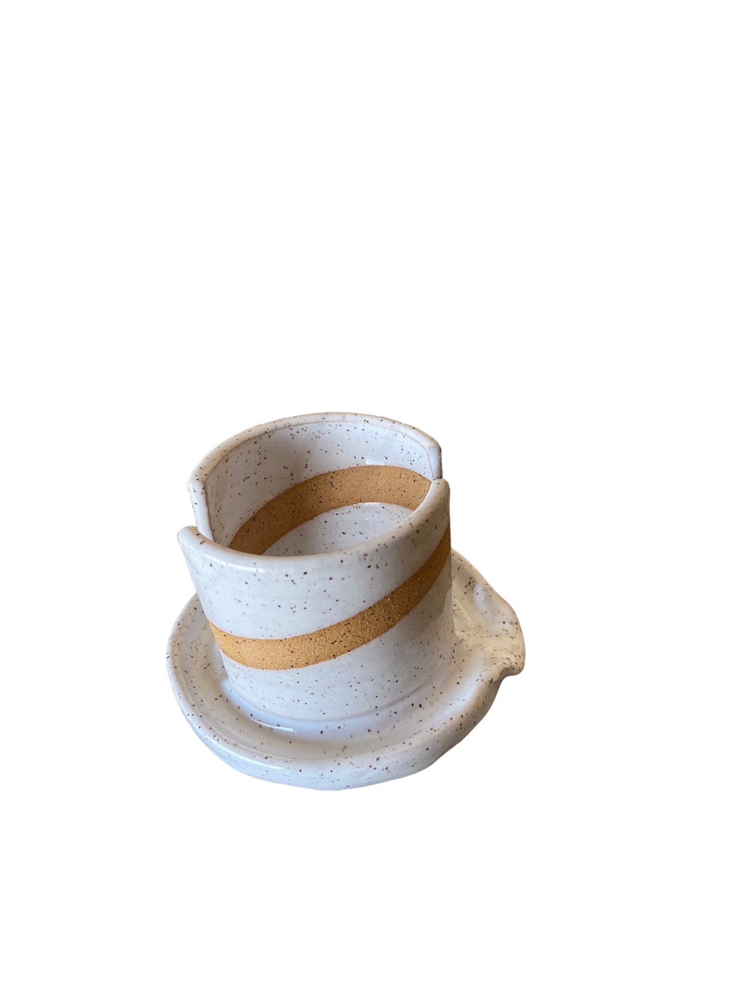 Handmade White Bronze Stoneware Kitchen Sponge Holder - Pottery Sponge Caddy - Sponge Cup - Sink Sponge Holder  - Sponge Dish