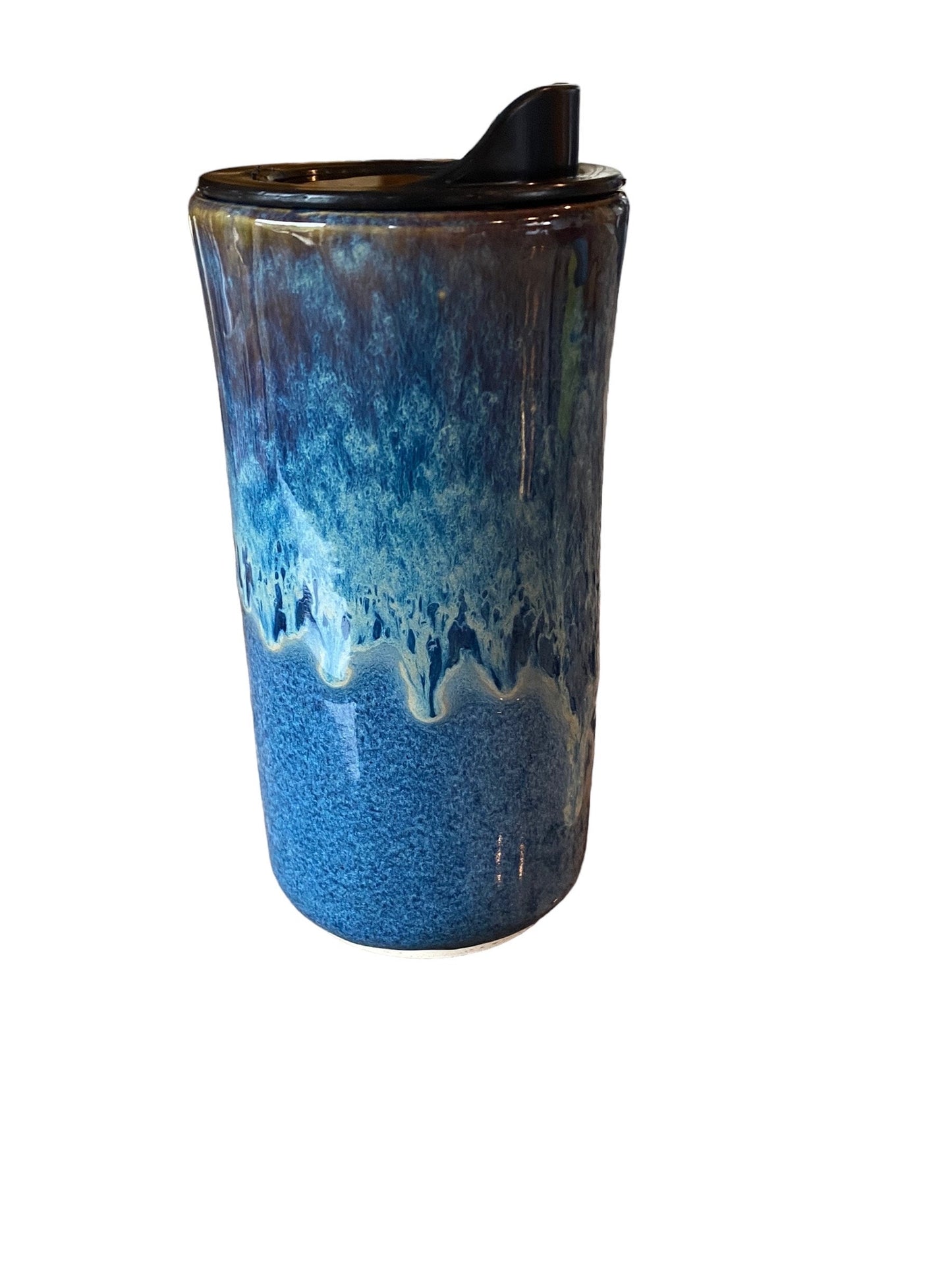 Handmade Blue Travel Mug - Porcelain -  Travel Coffee Cup -  Travel Mug - Pottery Mug - Coffee Mug