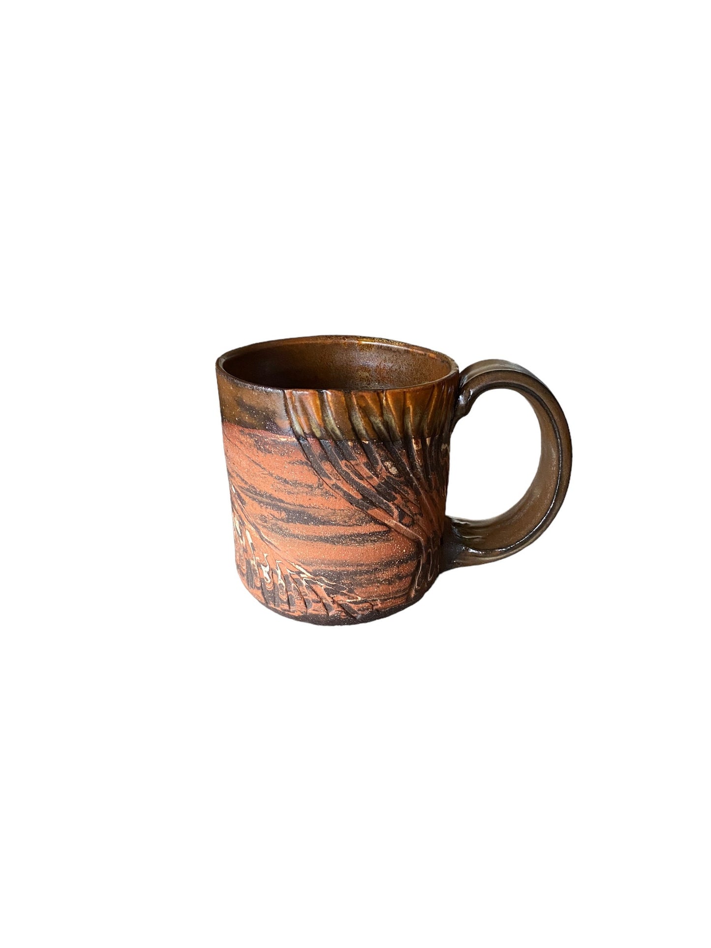 Red and Black Carved Agateware 12-Ounce Coffee or Tea Mug: Handcrafted Elegance for Your Morning Brew (B-10)