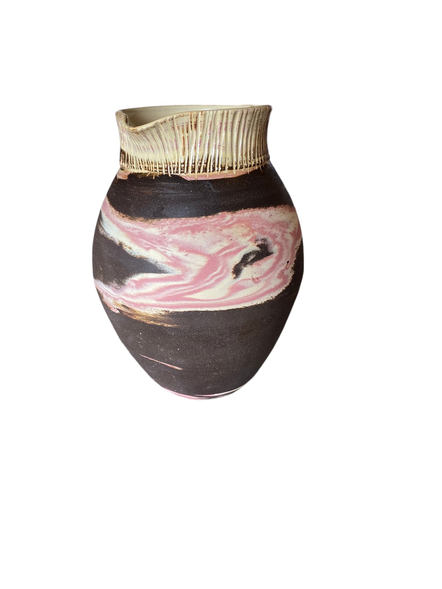 Large Agateware Carved Pitcher: Handcrafted Nerikomi Margarita Pitcher for Stylish Entertaining
