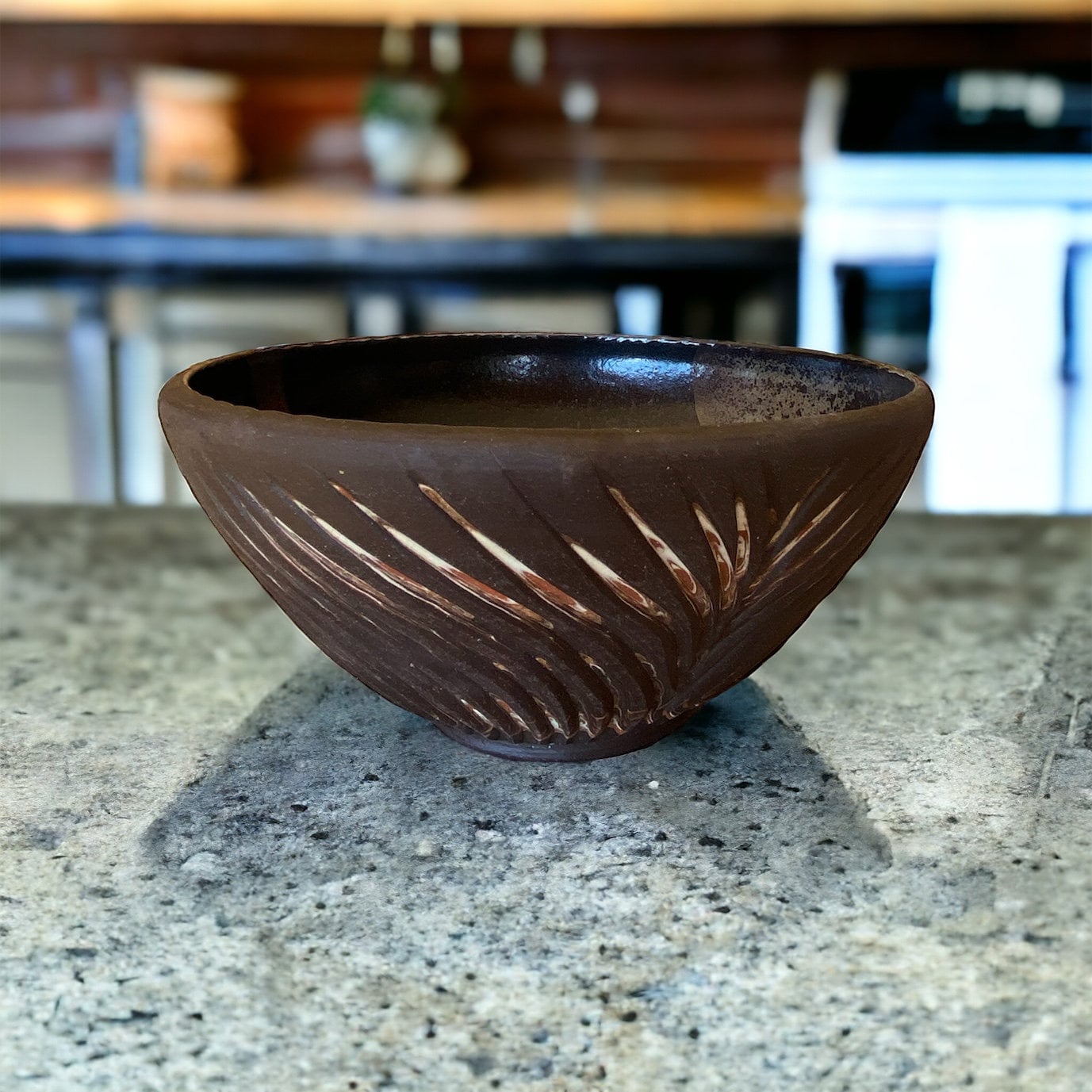 Black Gray Agateware Nerikomi Medium Serving Bowl Artisan Crafted Pottery Stylish Entertaining