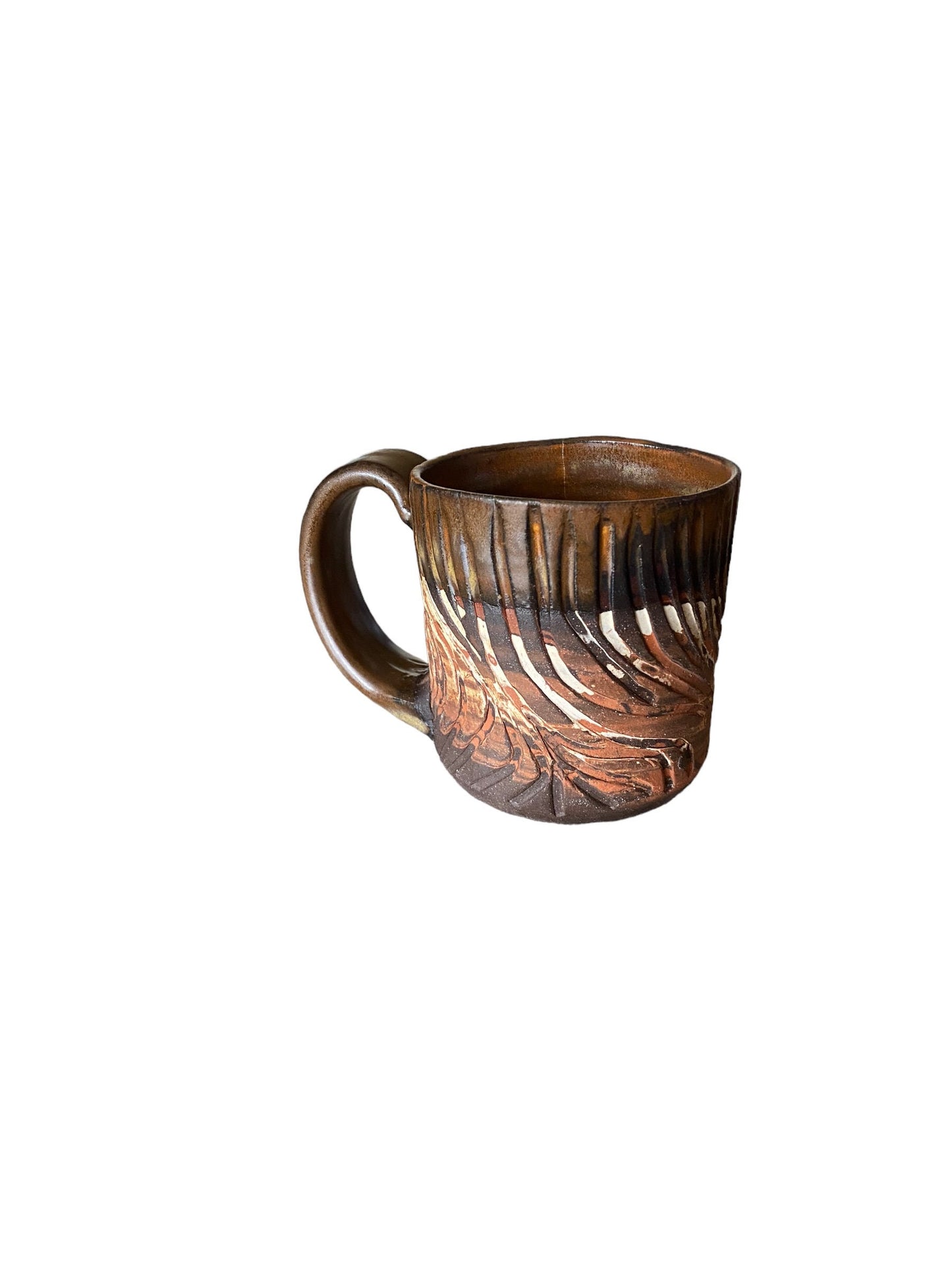 Red and Black Carved Agateware 12-Ounce Coffee or Tea Mug: Handcrafted Elegance for Your Morning Brew (B-10)