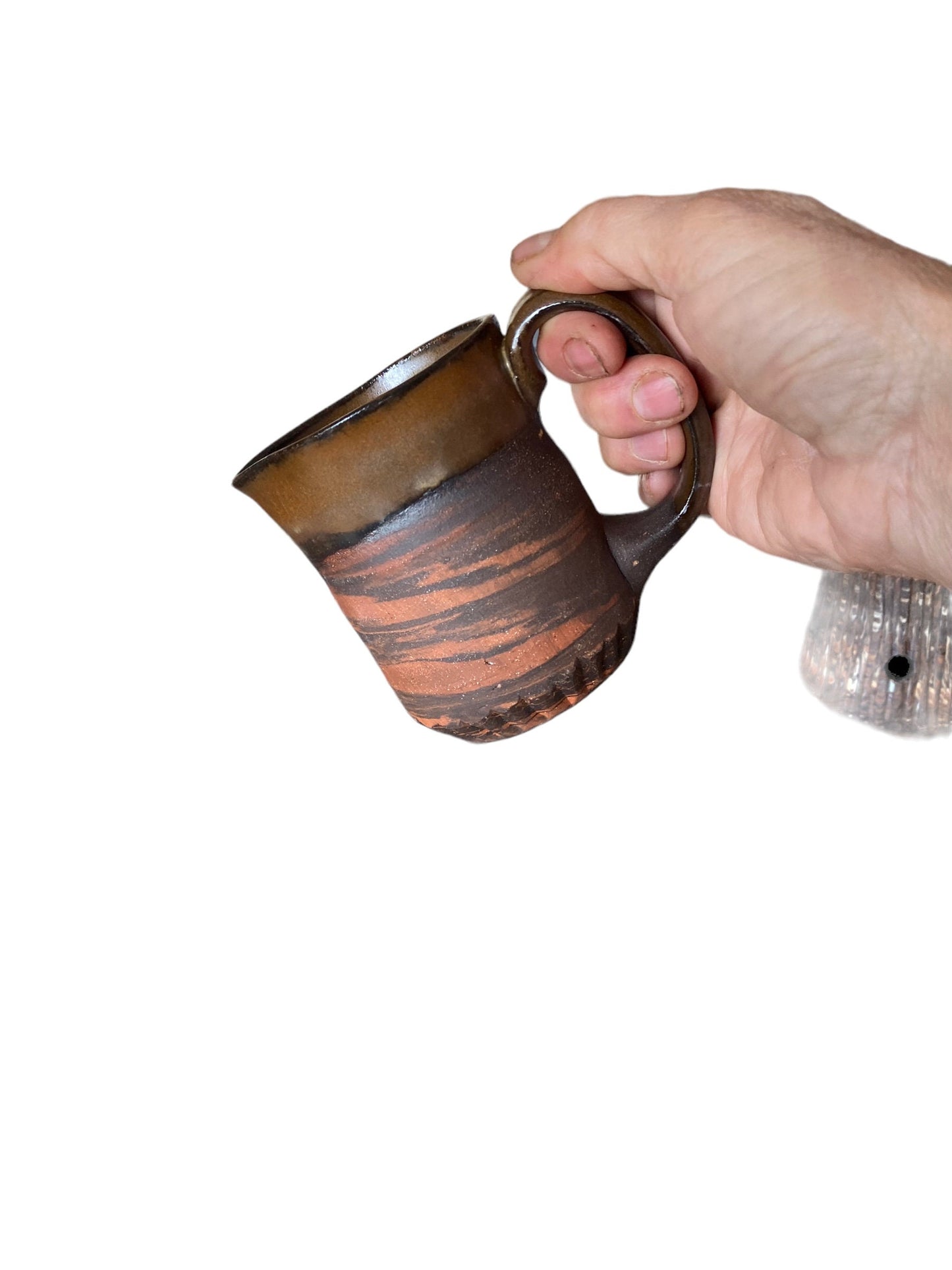 Small 8-Ounce Agateware Creamer: Artisan Crafted Elegance for Your Coffee or Tea Service