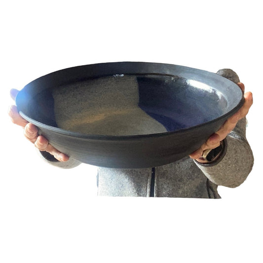 Handmade Black Stoneware 2 Quart Salad or Pasta Bowl: Elegant and Versatile Pottery for Your Kitchen