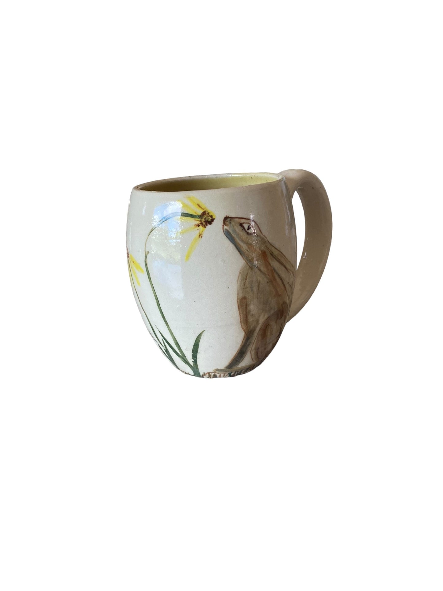 Large Handpainted Mug with A Rabbit