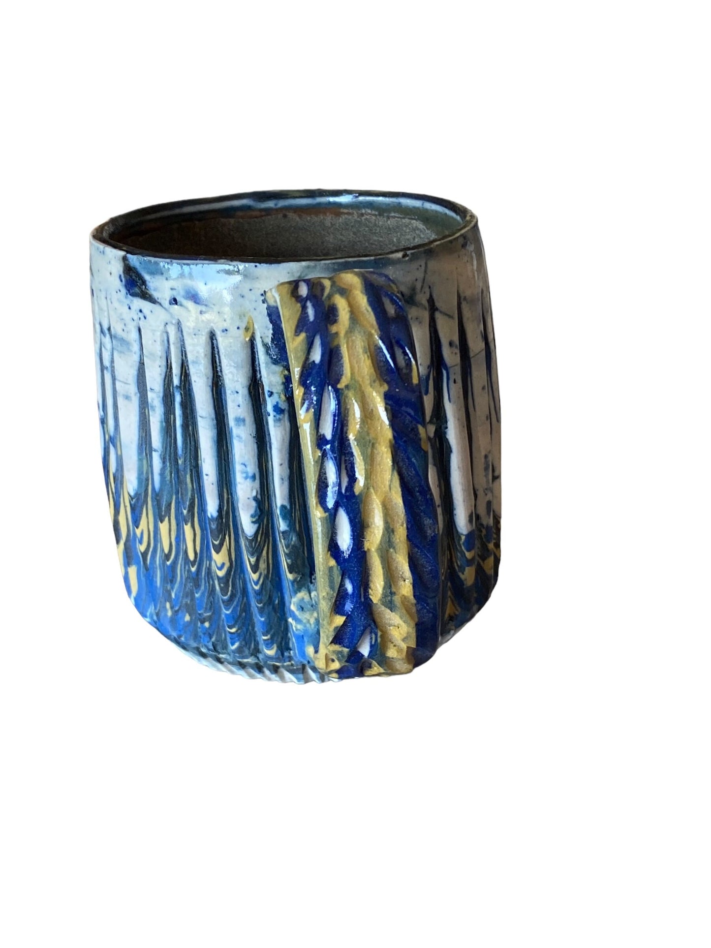 Handmade 12 Ounce Agateware Mug Framed in a Clear Glaze -Marbled Mug - Unique Pottery Coffee Mug (AG-16)