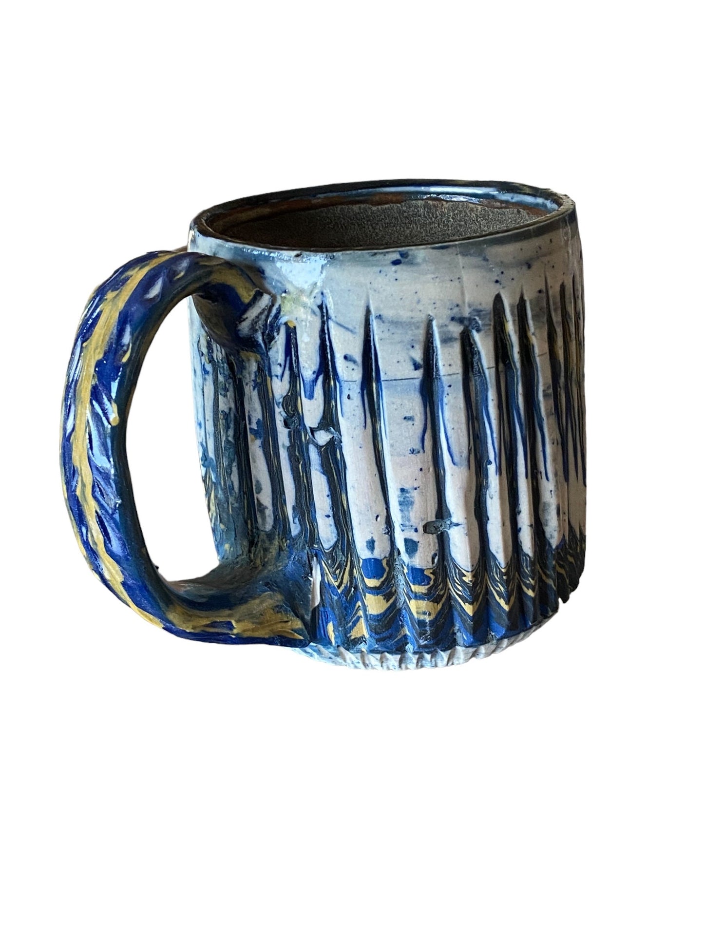 Handmade 12 Ounce Agateware Mug Framed in a Clear Glaze -Marbled Mug - Unique Pottery Coffee Mug (AG-16)