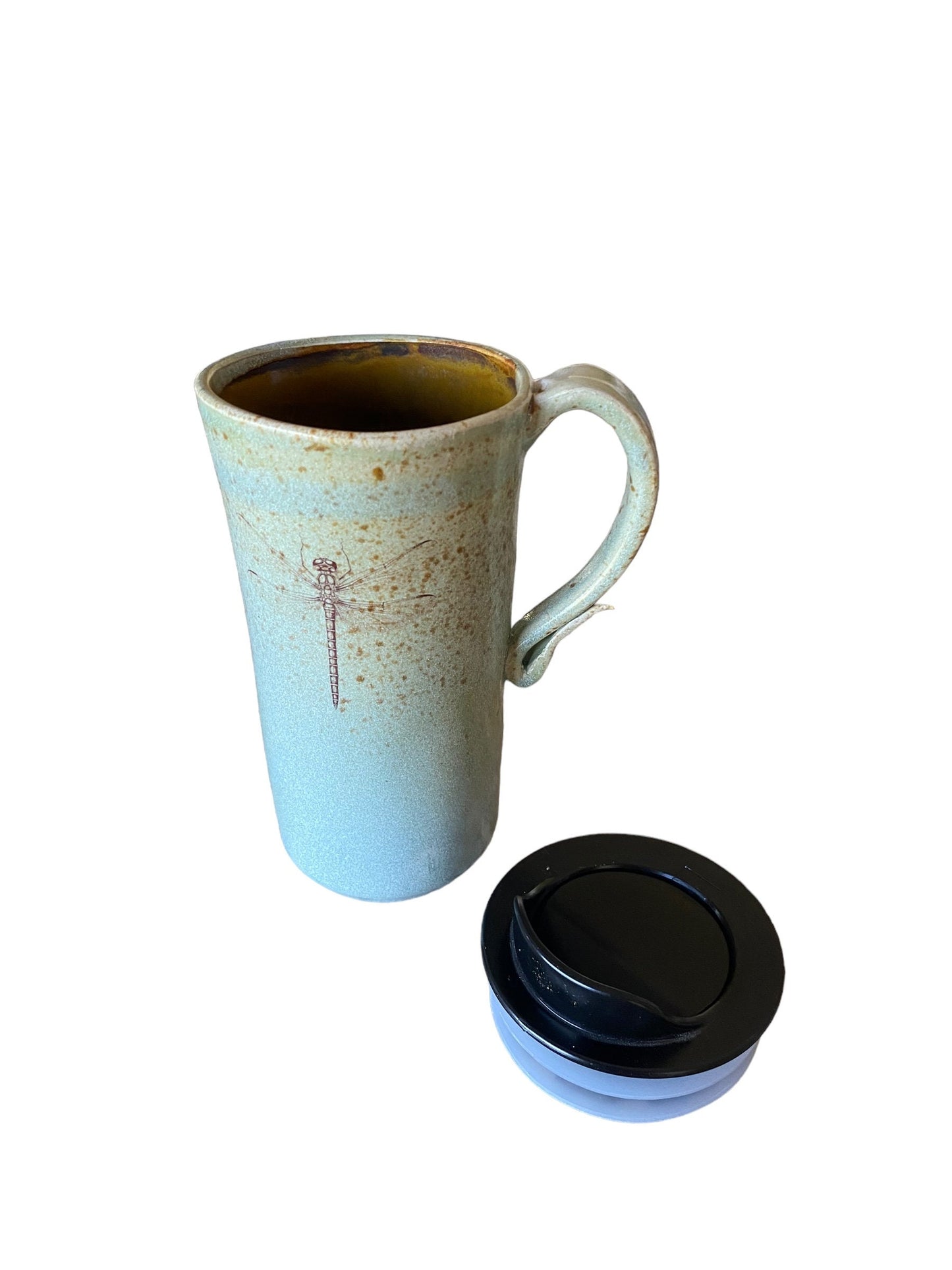 Handmade 16-Ounce Dragonfly Travel Mug