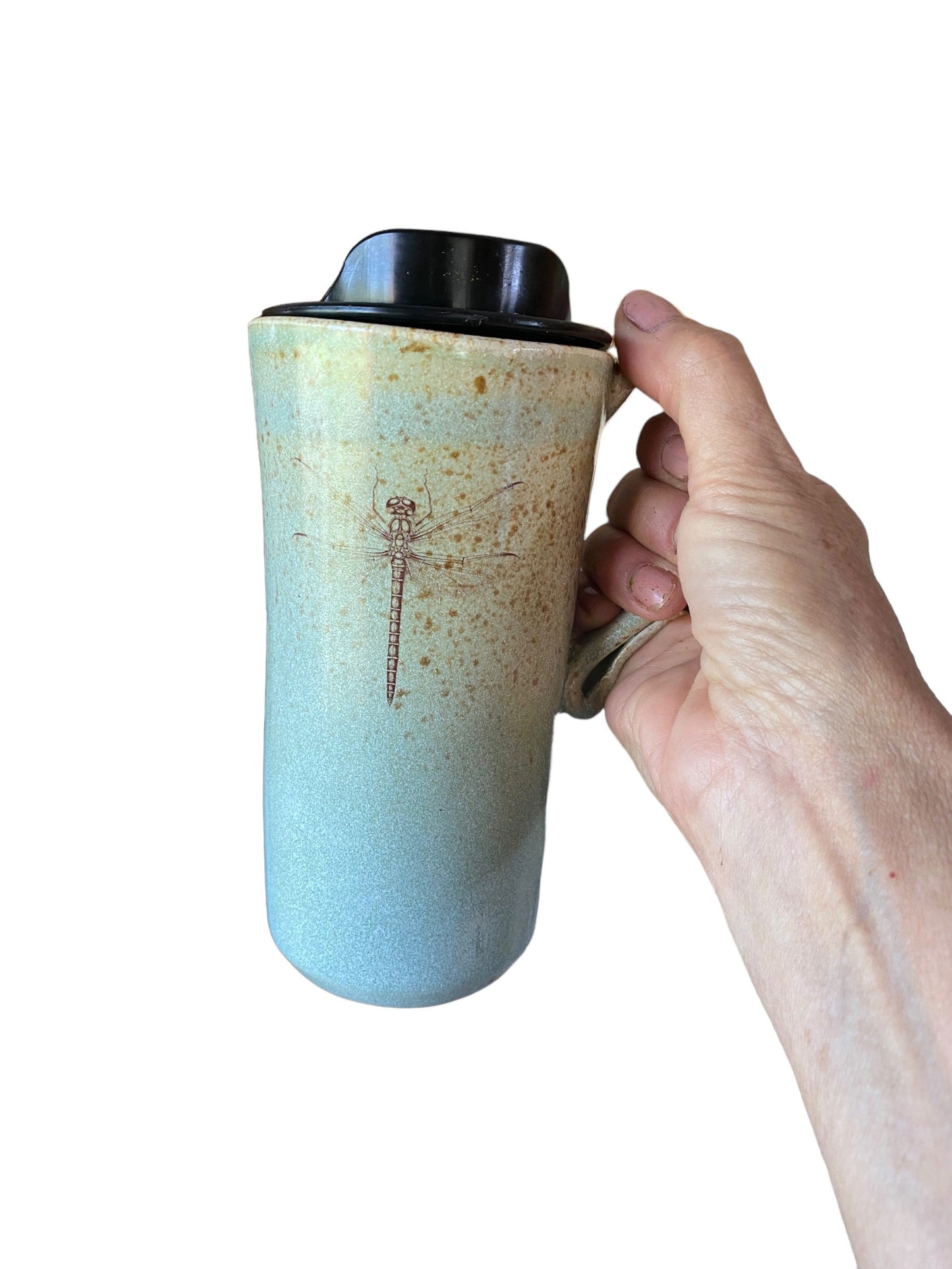 Handmade 16-Ounce Dragonfly Travel Mug