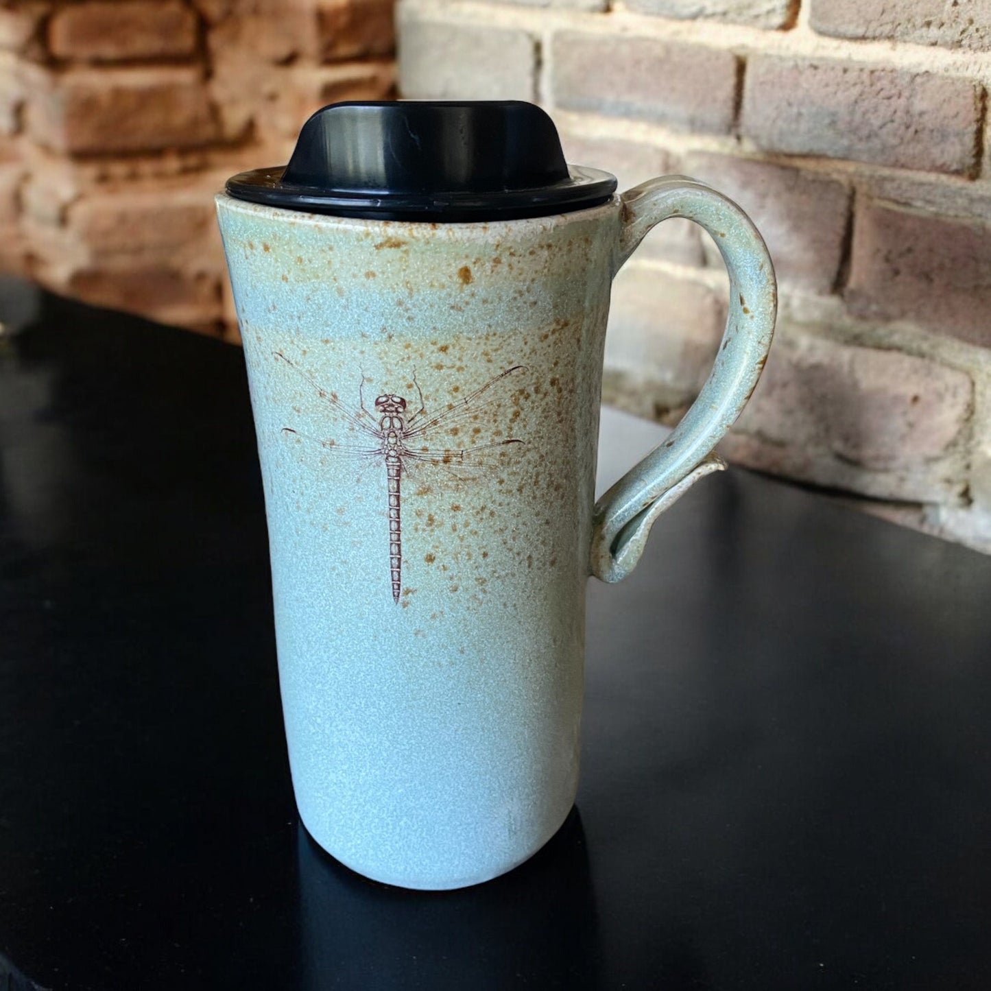 Handmade 16-Ounce Dragonfly Travel Mug